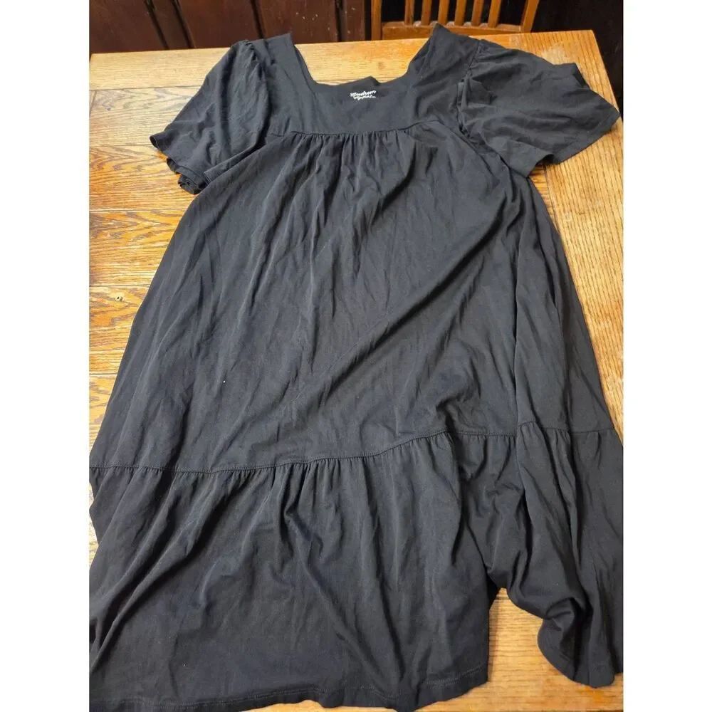 Gudrun Sjoden black tiered cotton blend dress sz Medium